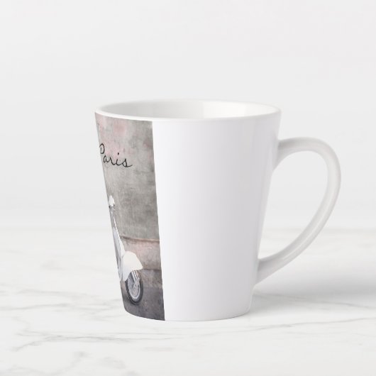 I Love Paris White Motor Scooter Latte Mok (Rechts)