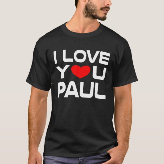 I Love Paul Red Heart to say Honey I love you T-shirt (Voorkant)