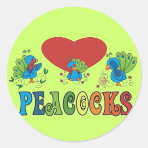 I Love Peacocks Ronde Sticker