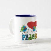 I Love Peacocks Tweekleurige Koffiemok (Voorkant links)