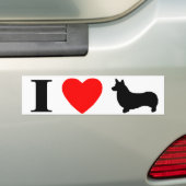 I Love Pembroke Welsh Corgis Bumpersticker (Op auto)