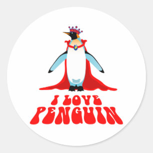 I Love Penguin Ronde Sticker