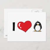 I Love Penguins Briefkaart (Voorkant / Achterkant)