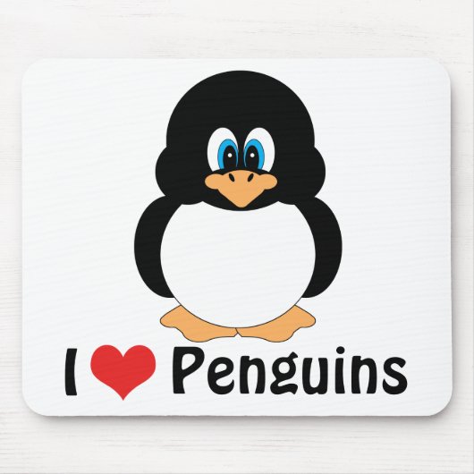I Love Penguins Mousepad Muismat (Voorkant)