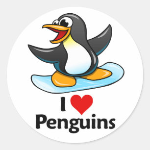 I Love Penguins Ronde Sticker