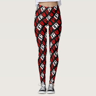 I Love Peru Flag Colors Typography Pattern Cute Leggings