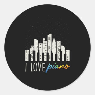 I Love Piano Muzieknoten Piano Keyboards Musician Ronde Sticker