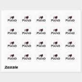 I Love Piano Ronde Sticker (Vel)