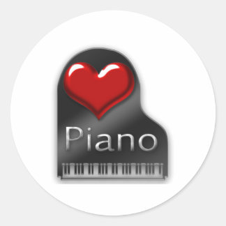 I Love Piano Ronde Sticker
