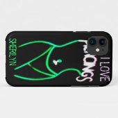 I LOVE PIERCINGS Green Neon Lady iPhone 5 Coque (Dos (Horizontal))