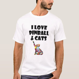 I Love Pinball & Cats Schattige Kitty Cat Feline L T-shirt