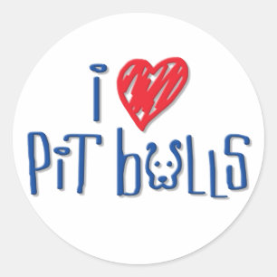 I Love Pit Bulls Ronde Sticker