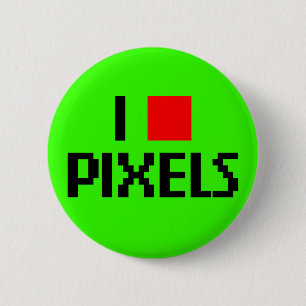 I Love Pixels Dark Ronde Button 5,7 Cm