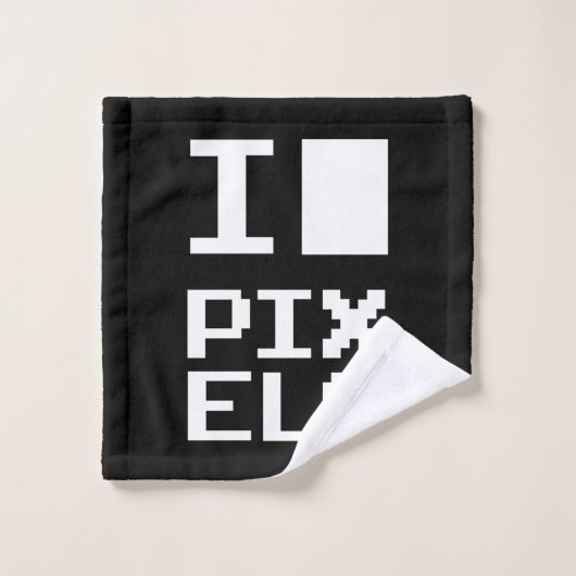 I Love Pixels, design geek, art des pixels (Gant de toilette)
