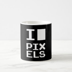 I Love Pixels, geek design, pixel art Koffiemok