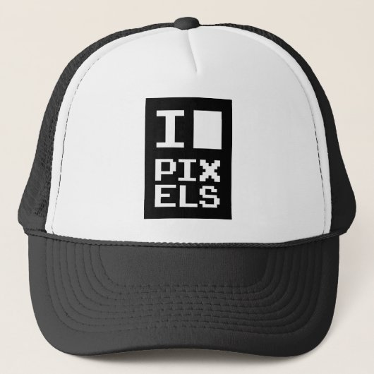 I Love Pixels, geek design, pixel art Trucker Pet (Voorkant)