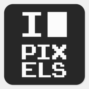 I Love Pixels, geek design, pixel art Vierkante Sticker