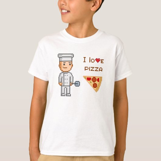 I Love Pizza  Video Game Pizza Chef T-shirt (Voorkant)