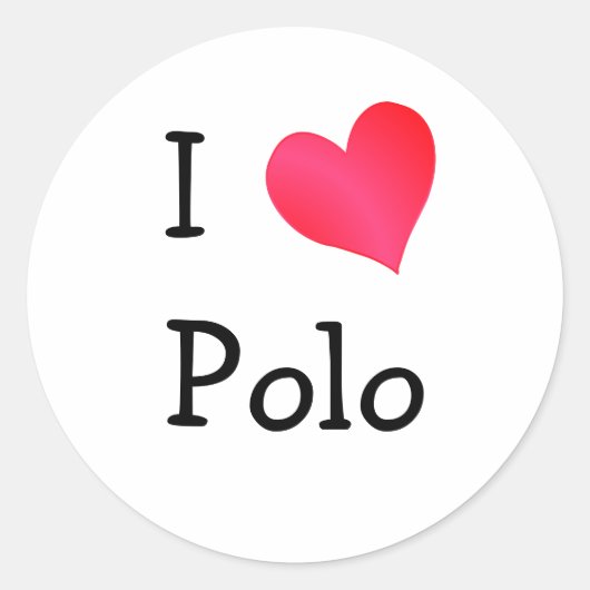 I Love Polo Ronde Sticker (Voorkant)