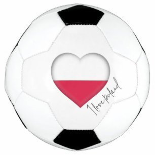 I Love Pologne Drapeau Couleurs Coeur Soccer Ball