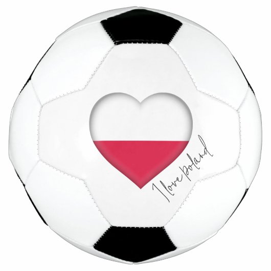 I Love Pologne Drapeau Couleurs Coeur Soccer Ball (Devant)