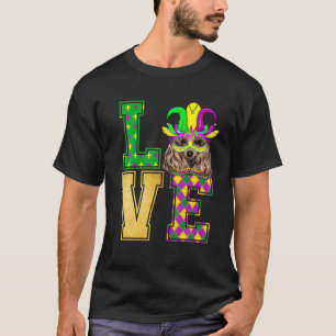 I Love Poodle Dog Mardi Gras Mask Funny Costume T-shirt