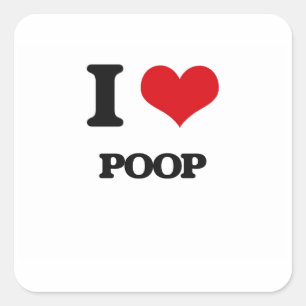 I Love Poop Vierkante Sticker