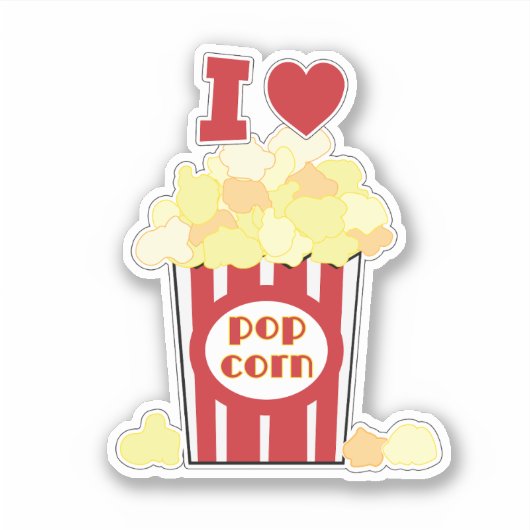 I Love Popcorn Sticker (Devant)