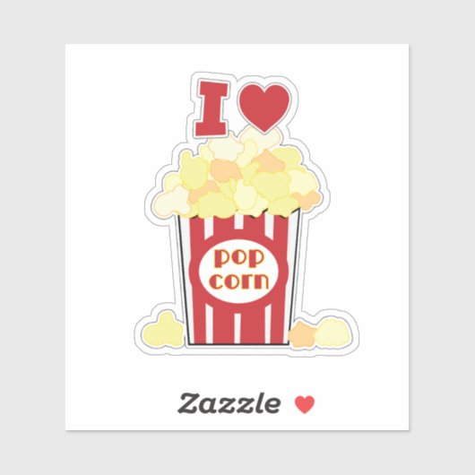 I Love Popcorn Sticker (Feuille)