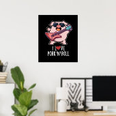 I Love Pork and Roll Funny Music Pig Donk BG Poster (Thuiskantoor)