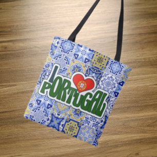 I Love Portugal Blue Tegels Shopping Bag Draagtas