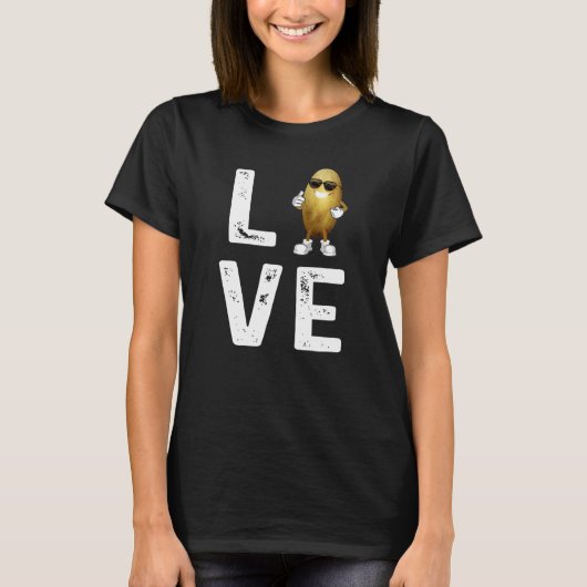 I Love Potatoes Vegetable  Potato In Sunglusses T-shirt (Voorkant)