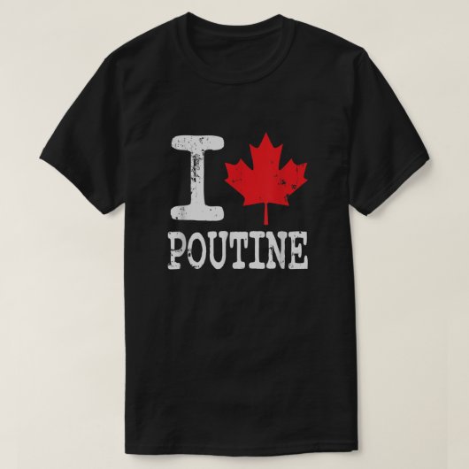 I Love Poutine Funny Canadian French Fry Flag T-shirt (Design voorkant)