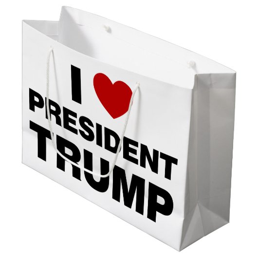 I Love President Trump Heart Groot Cadeauzakje (Voorkant Gekanteld)