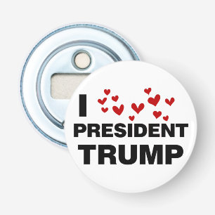 I Love President Trump Hearts Button Flesopener