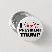 I Love President Trump Hearts Ronde Button 3,2 Cm (Voorkant /achterkant)