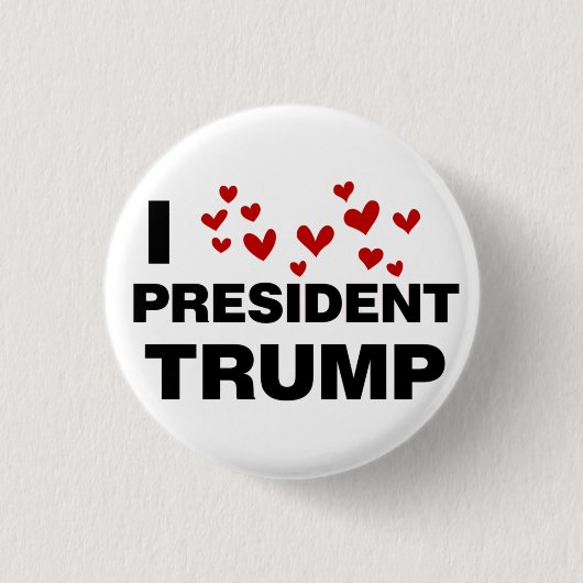 I Love President Trump Hearts Ronde Button 3,2 Cm (Voorkant)