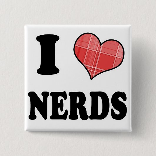 I Love (Pset Heart) Nerds Vierkante Button 5,1 Cm (Voorkant)