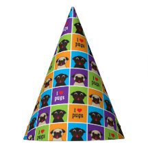 I Love Pugs Color Squares Pattern