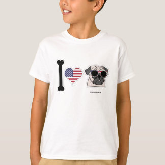 I Love Pugs - Patriotic Kinder T-shirt