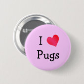 I Love Pugs Ronde Button 5,7 Cm (Voorkant /achterkant)