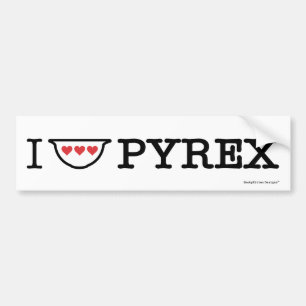 I Love Pyrex - mixen Bowl met rood hart Bumpersticker
