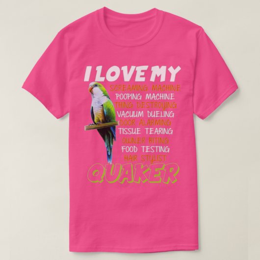 I Love Quaker Parrot Gift Funny Blue Quaker Lover  T-shirt (Design voorkant)