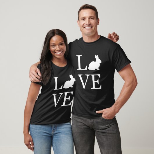 I Love Rabbit Bunny Silhouette Dierenvriend White T-shirt (Unisex)
