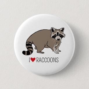 I Love Raccoons - Cartoon Raccoon Ronde Button 5,7 Cm