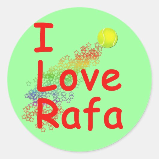 I Love Rafa Tennis Design Ronde Sticker (Voorkant)