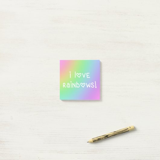 I Love Rainbows Pastel Gradient Post-it® Notes (Op bureau)