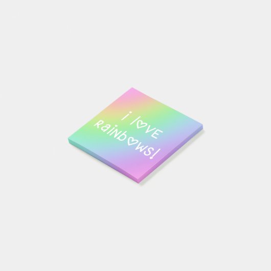 I Love Rainbows Pastel Gradient Post-it® Notes (Schuin)