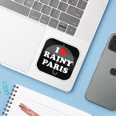 I Love Rainy Paris beroemd gemaakt door V2 Sticker (Laptop met iPhone)
