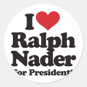 I Love Ralph Nader for President Ronde Sticker